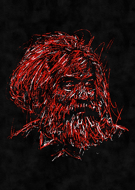 Red and White Sketch Portrait