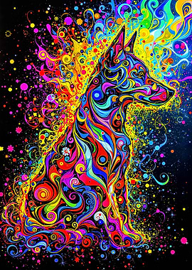 Colorful Abstract Dog Portrait