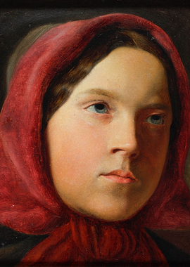 Girl with Red Scarf Portrait Painting