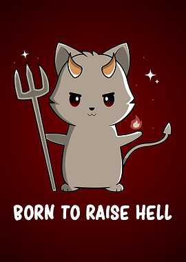 Cute Mischievous Devil Cat Raising Hell Funny