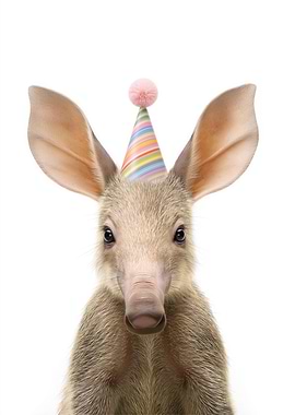 Aardvark with Party Hat