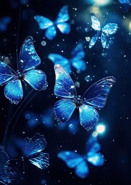 Blue Butterflies in Flight