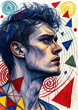 Man Portrait with Geometric Shapes