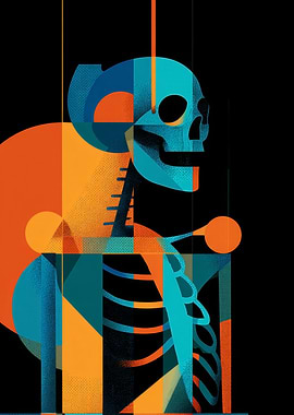 Abstract Geometric Skeleton Art | Skeleton contemporary wall art