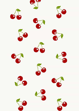 Cherry Pattern on White Background
