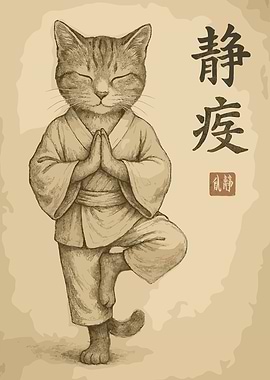 Zen Cat in Meditation Pose