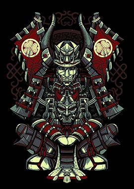 Samurai Warrior with Oni Mask