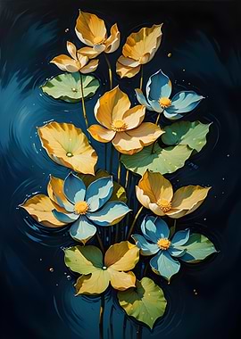 Floral Water Lily Pond Art