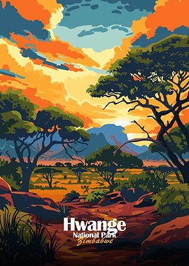 Hwange National Park Zimbabwe Illustration