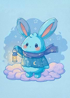 Cute Blue Bunny Lantern