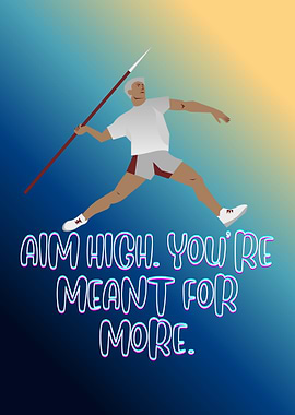 Javelin Thrower with Motivational Text