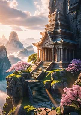 Sunrise Temple in the Mountains
