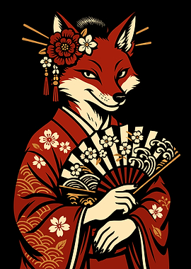 Fox Geisha with Fan
