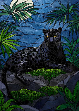 Stained Glass Black Panther