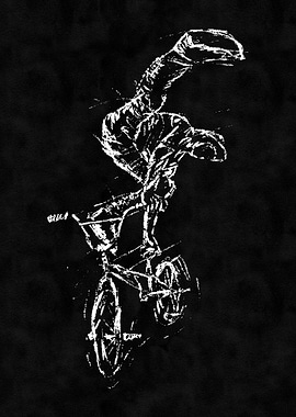 BMX Stunt in Black and White