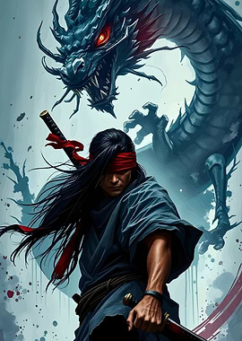 Blind Swordsman and Dragon