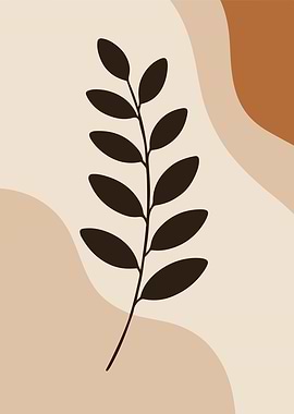 Minimalist Leaf Art with Neutral Tones