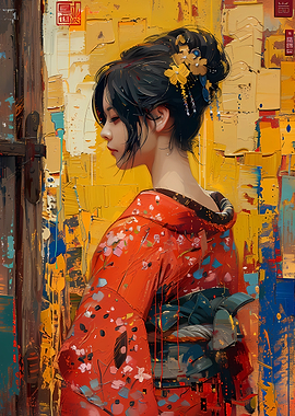 Japanese Woman in Kimono Painting