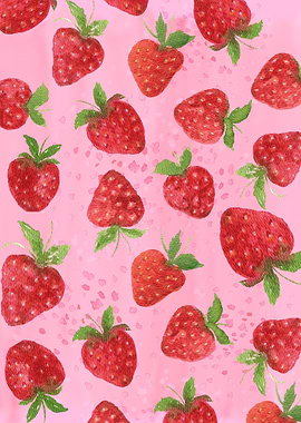 Strawberry Pattern on Pink Background