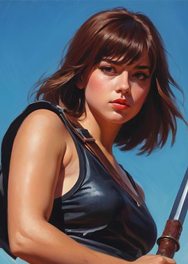 Female Warrior with Sword Portrait
