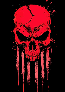 Red Skull Graphic Art on Black