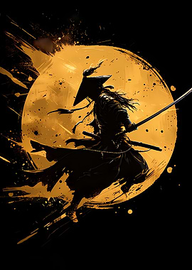 Samurai Warrior with Katana and Hat