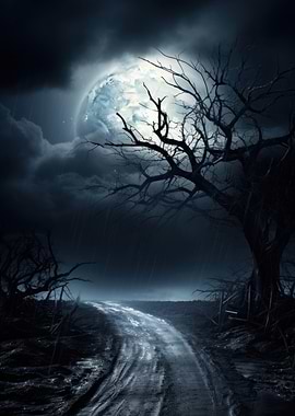 Eerie Moonlight Road
