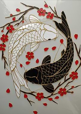 Yin Yang Koi Fish Art