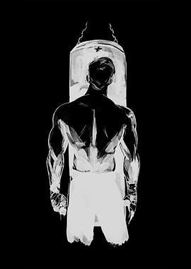 Boxer and Punching Bag Illustration