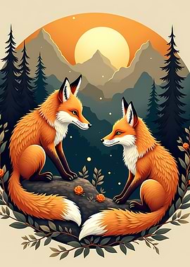 Mountain Fox Yin Yang Mandala