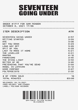 Sam Fender Seventeen Going Under Receipt