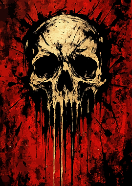 Skull with Dripping Paint