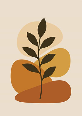Abstract Plant Art with Earth Tones