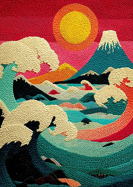 Great Wave Embroidery Art