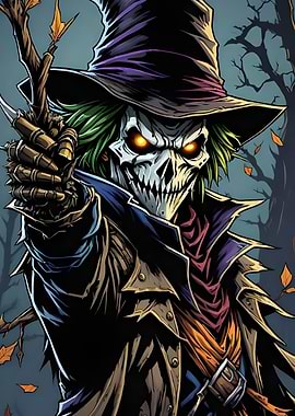 Scary Halloween Scarecrow with Glowing Eyes