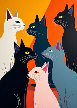 Colorful Cats Portrait