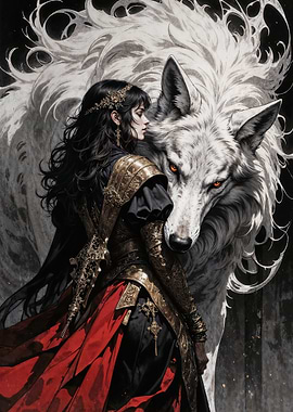 Warrior Woman and White Wolf