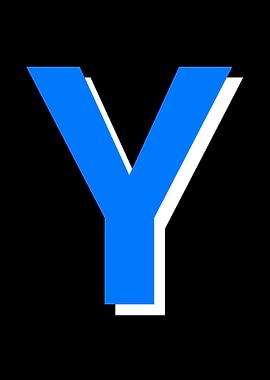Blue Letter Y on Black Background