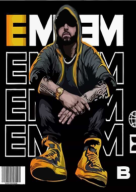 Eminem Illustration with Yellow Accents