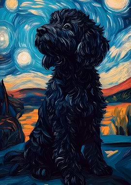 Dog in Starry Night Style