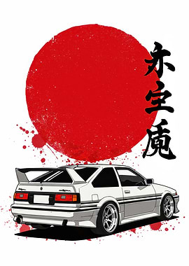 Toyota AE86 with Japanese Sun