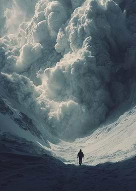Mountain Hiker with Avalanche Cloud