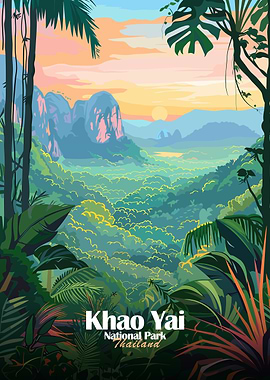 Khao Yai National Park Thailand Illustration