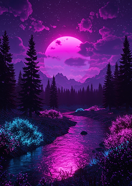 Neon River Landscape