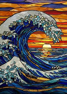 Stained Glass Wave at Sunset