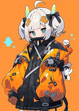 Anime Girl in Orange Jacket