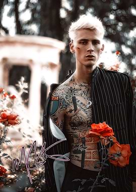 Machine Gun Kelly Portrait with Roses