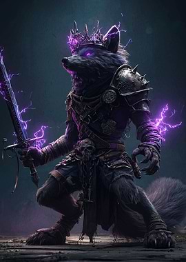 Armored Wolf King with Lightning Sword