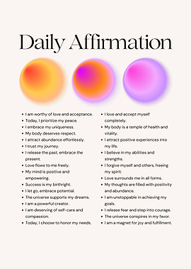 Daily Affirmation Poster with Colorful Orbs