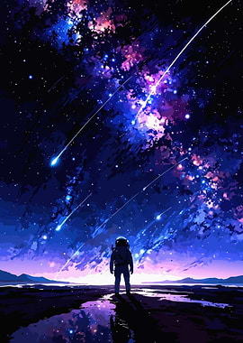 Astronaut Stargazing Under a Cosmic Sky